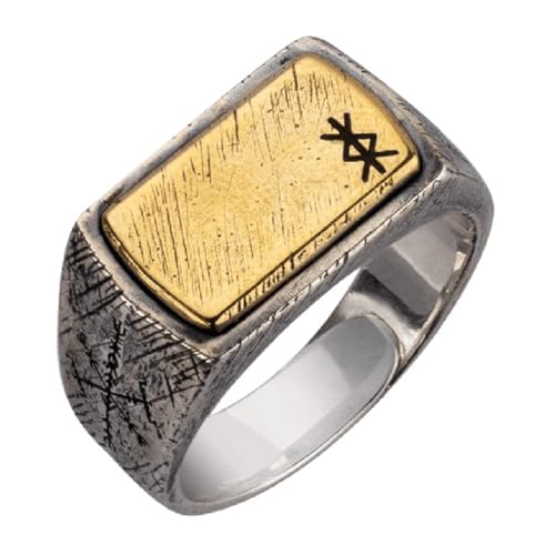 AHTCPO Wikinger-MjöLnir-Ring, 925er Silber – Nordischer Thorshammer-Runenschwanzring für Männer, Gothic-Kriegerschmuck, Verstellbarer Retro-Ring für den Kleinen Finger(Protection) von AHTCPO