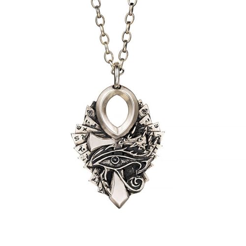 Ankh-Tor des Lebens, Silber-Eingelegte Kupfer-Halskette, Trendiger Silber-AnhäNger für Herren Retro Personalisierter Einzelner Silberschmuck(Pendant+silver chain) von AHTCPO