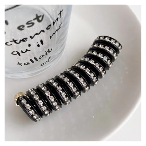 Haargummi Damen 1/3Pcs Telefon Linie Haar Seil Frauen Kristall Pferdeschwanz Hohe Elastische Haarbänder Mädchen Harz Haar Krawatten Scrunchies Haar zubehör(Black-1pc) von AHUFGN