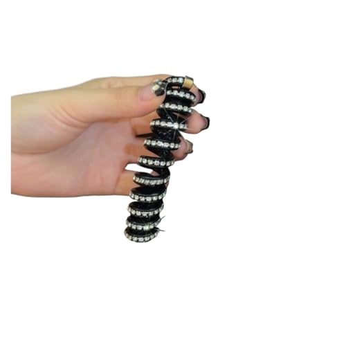 Haargummi Damen 1 Paar Strass Telefonleitung Haarschlaufe Spiralspule Gummi Telefonleitung Haarschlaufe Gummibänder Hochelastisches Kopfseil Pferdeschwanz Mädchen(Black) von AHUFGN