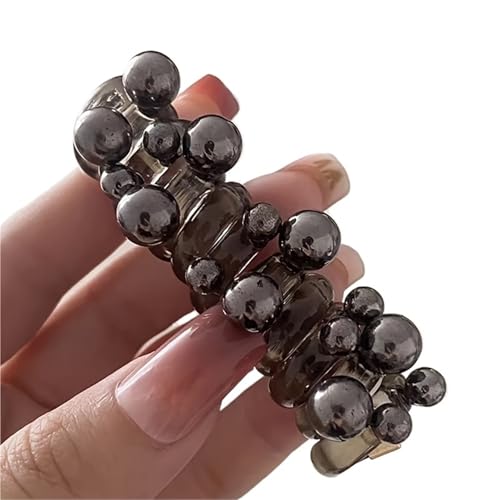 Haargummi Damen 1 Paar bonbonfarbene Telefondraht-Haarschlaufe schadet dem Haar nicht, hochelastisches Gummiband mit Perlen-Kopfbedeckung(Transparent black) von AHUFGN