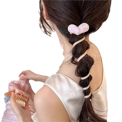 Haargummi Damen 1 paar Mode Süße Herz Telefon Draht Linie Elastische Gummi Geflochtene Elegante Haar Seil Krawatte for Frauen Mädchen Hochzeit Haar zubehör(4) von AHUFGN