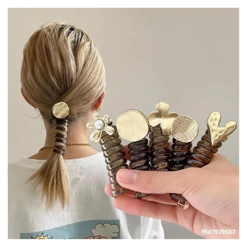 Haargummi Damen 1 paar Pferdeschwanz Elastische Gummiband Telefon Linie Haar Band Kreative Haar Weben Artefakt Haar Seil Gebunden Haar Frauen Stirnband(Lovely) von AHUFGN