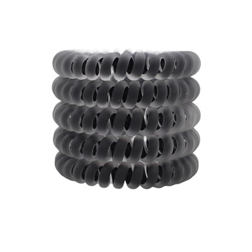 Haargummi Damen 5 Teile/satz Mode Matt Solide Telefon Draht Elastische Haarband Matt Spirale Schnur Gummiband Haargummi Stretch Kopf Band(Blackbig) von AHUFGN