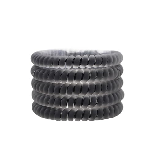 Haargummi Damen 5 Teile/satz Mode Matt Solide Telefon Draht Elastische Haarband Matt Spirale Schnur Gummiband Haargummi Stretch Kopf Band(Blacksmall) von AHUFGN