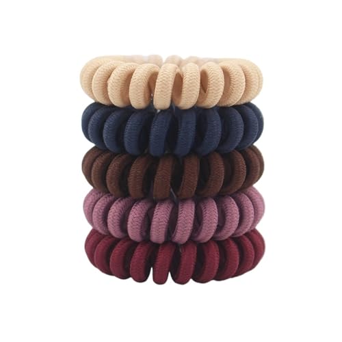 Haargummi Damen 5 Teile/satz Mode Matt Solide Telefon Draht Elastische Haarband Matt Spirale Schnur Gummiband Haargummi Stretch Kopf Band(Cloth5) von AHUFGN