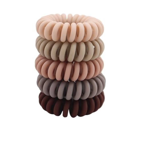 Haargummi Damen 5 Teile/satz Mode Matt Solide Telefon Draht Elastische Haarband Matt Spirale Schnur Gummiband Haargummi Stretch Kopf Band(Color1mid) von AHUFGN