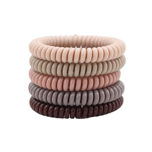 Haargummi Damen 5 Teile/satz Mode Matt Solide Telefon Draht Elastische Haarband Matt Spirale Schnur Gummiband Haargummi Stretch Kopf Band(Color1thick5cm) von AHUFGN
