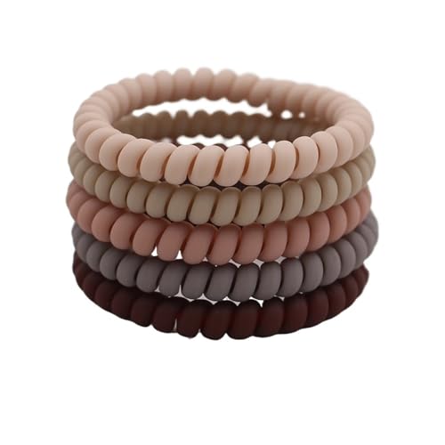 Haargummi Damen 5 Teile/satz Mode Matt Solide Telefon Draht Elastische Haarband Matt Spirale Schnur Gummiband Haargummi Stretch Kopf Band(Color1thin5cm) von AHUFGN