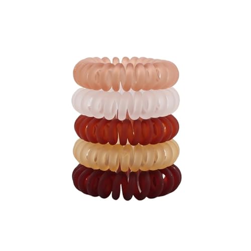 Haargummi Damen 5 Teile/satz Mode Matt Solide Telefon Draht Elastische Haarband Matt Spirale Schnur Gummiband Haargummi Stretch Kopf Band(Color2mid) von AHUFGN