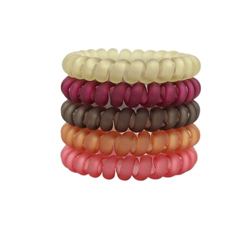 Haargummi Damen 5 Teile/satz Mode Matt Solide Telefon Draht Elastische Haarband Matt Spirale Schnur Gummiband Haargummi Stretch Kopf Band(Color3.5) von AHUFGN