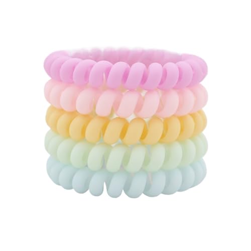 Haargummi Damen 5 Teile/satz Mode Matt Solide Telefon Draht Elastische Haarband Matt Spirale Schnur Gummiband Haargummi Stretch Kopf Band(Creambig) von AHUFGN