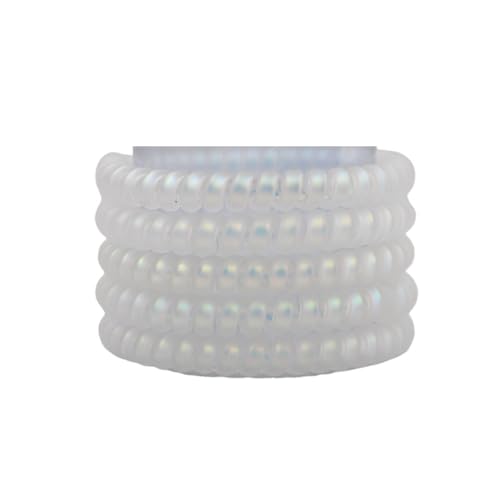 Haargummi Damen 5 Teile/satz Mode Matt Solide Telefon Draht Elastische Haarband Matt Spirale Schnur Gummiband Haargummi Stretch Kopf Band(Pearlwhitesmall) von AHUFGN