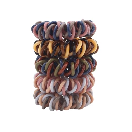 Haargummi Damen 5 Teile/satz Mode Matt Solide Telefon Draht Elastische Haarband Matt Spirale Schnur Gummiband Haargummi Stretch Kopf Band(Twistdark) von AHUFGN