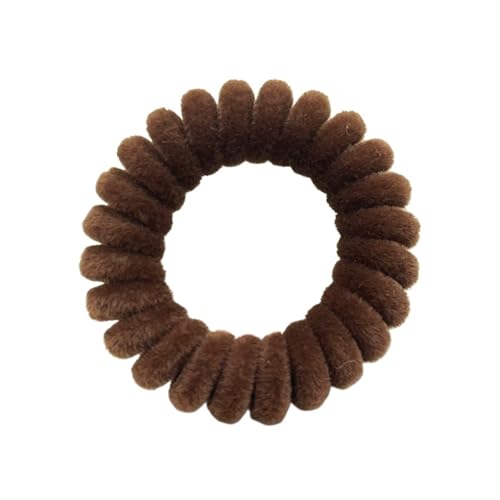Haargummi Damen 5 teile/paket Samt Telefon Spule Haarbänder Frauen Spirale Haar Krawatten Mädchen Haar Ringe Seil Einfarbig Haar Zubehör Scrunchy(Brown) von AHUFGN