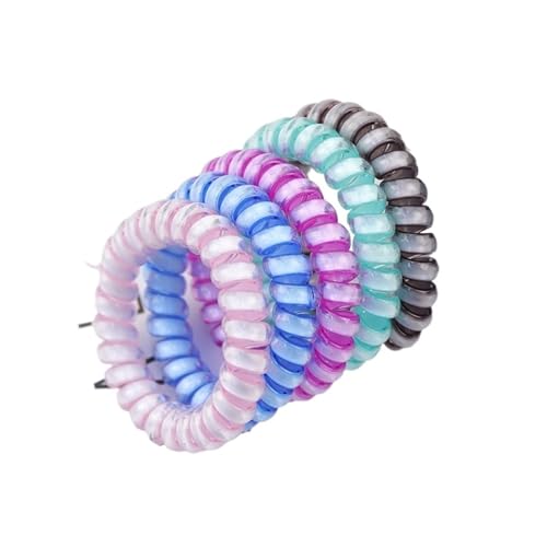 Haargummi Damen 5Pcs Farbe Leucht Telefon Linie Haar Ring Gummiband Weiche for Frauen Pferdeschwanz Zubehör Headwear Weibliche Scrunchie(Color mix 1) von AHUFGN