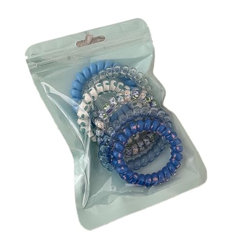 Haargummi Damen 6 Teile/satz Haargummis Bunte Elastische Kunststoff Haarband Gummi Telefonkabel Scrunchies Haar Zubehör Kopfbedeckungen(2) von AHUFGN