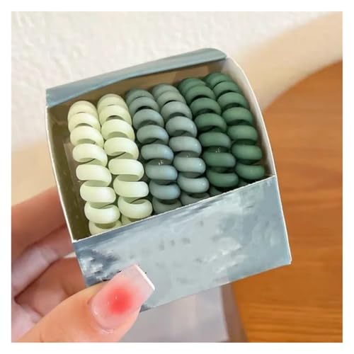 Haargummi Damen 6 teile/satz Bunte Elastische Haarbänder Gummi Haar Krawatten Telefon Draht Haar Zubehör Mode Elastische Bänder Stirnband(6PCS green) von AHUFGN