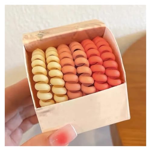 Haargummi Damen 6 teile/satz Bunte Elastische Haarbänder Gummi Haar Krawatten Telefon Draht Haar Zubehör Mode Elastische Bänder Stirnband(6PCS orange) von AHUFGN