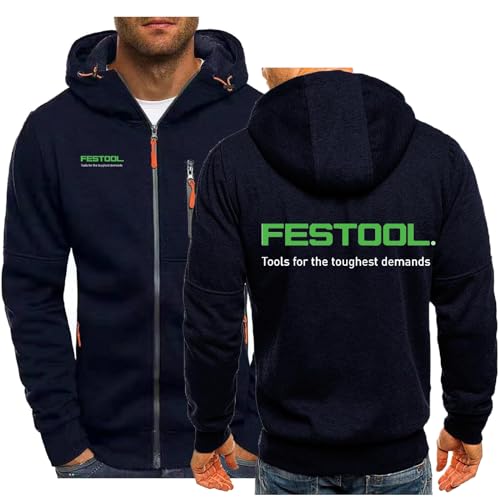 AHYAOFA Dünne Kapuzenpullover Für Herren Jacken Sweatshirt Für F.ES-Tool Aufdruck Leichte Strickjacke Sportoberteile Mäntel Langärmelige Trainingsjacke Mit Reißverschluss-Dark Blue1||S von AHYAOFA