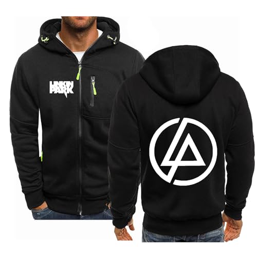 AHYAOFA Dünne Kapuzenpullover Für Herren Jacken Sweatshirt Für Linkin Park Aufdruck Leichte Strickjacke Sportoberteile Mäntel Langärmelige Trainingsjacke Mit Reißverschluss-Black5||L von AHYAOFA