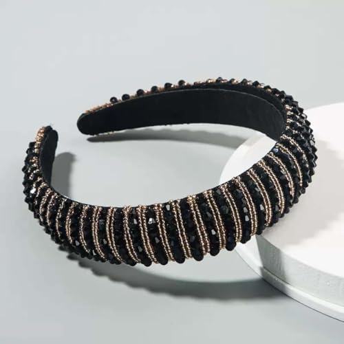 AHYBE Haarreifen Damen Mädchen Stirnbänder Mit Kristalldiamanten Anti-Rutsch Haargummis Verknotet Stirnband Haarreif Damen Breite Haarbänder Haare Hoops(G) von AHYBE