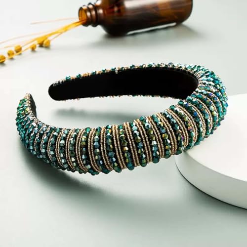 Haarreifen Damen Mädchen Stirnbänder Mit Kristalldiamanten Anti-Rutsch Haargummis Verknotet Stirnband Haarreif Damen Breite Haarbänder Haare Hoops(D) von AHYBE