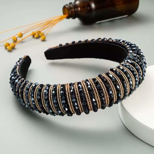 Haarreifen Damen Mädchen Stirnbänder Mit Kristalldiamanten Anti-Rutsch Haargummis Verknotet Stirnband Haarreif Damen Breite Haarbänder Haare Hoops(E) von AHYBE