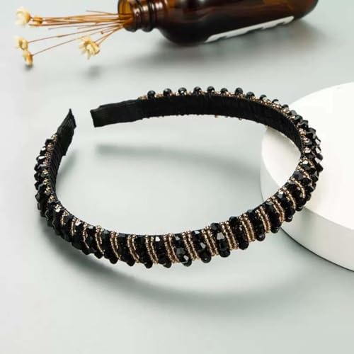 Haarreifen Damen Mädchen Stirnbänder Mit Kristalldiamanten Anti-Rutsch Haargummis Verknotet Stirnband Haarreif Damen Breite Haarbänder Haare Hoops(Ee) von AHYBE