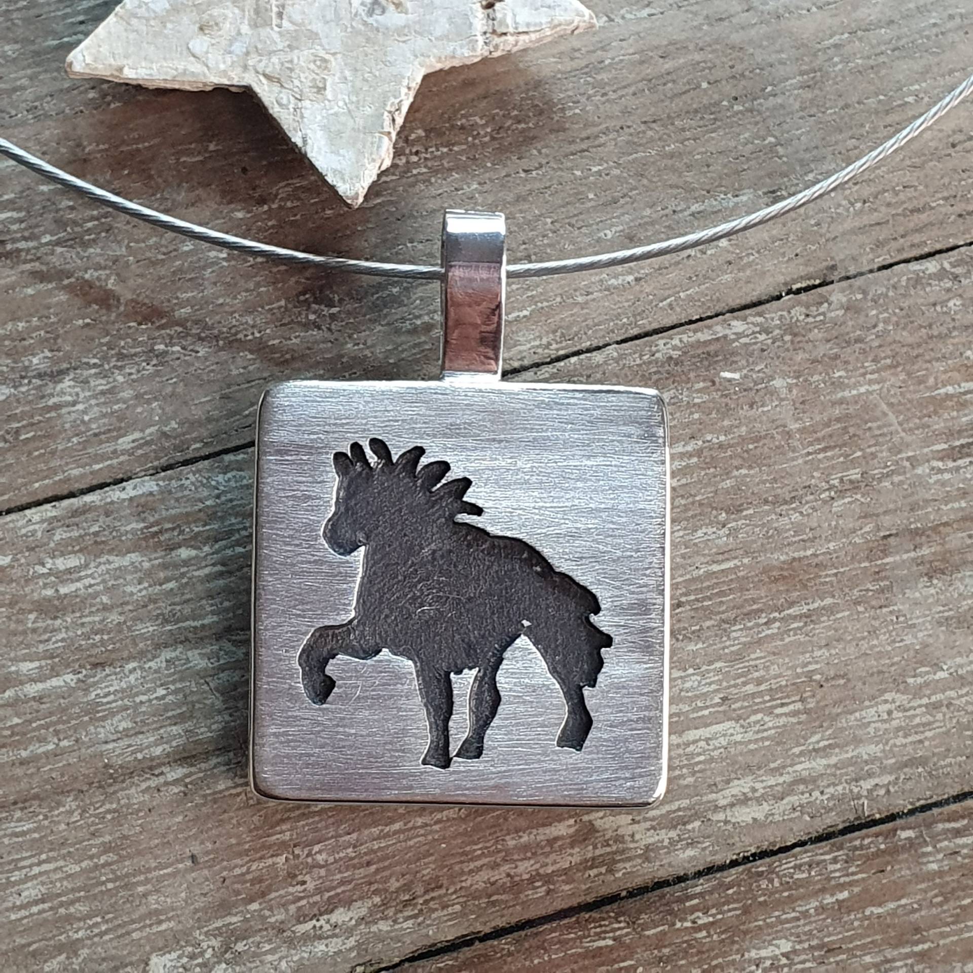 Eckiger Kettenanhänger Islandpferd, Islandpferde Anhänger, Silberner Island Pferdeanhänger, Islandpony von AHeinzeGoldschmiedin