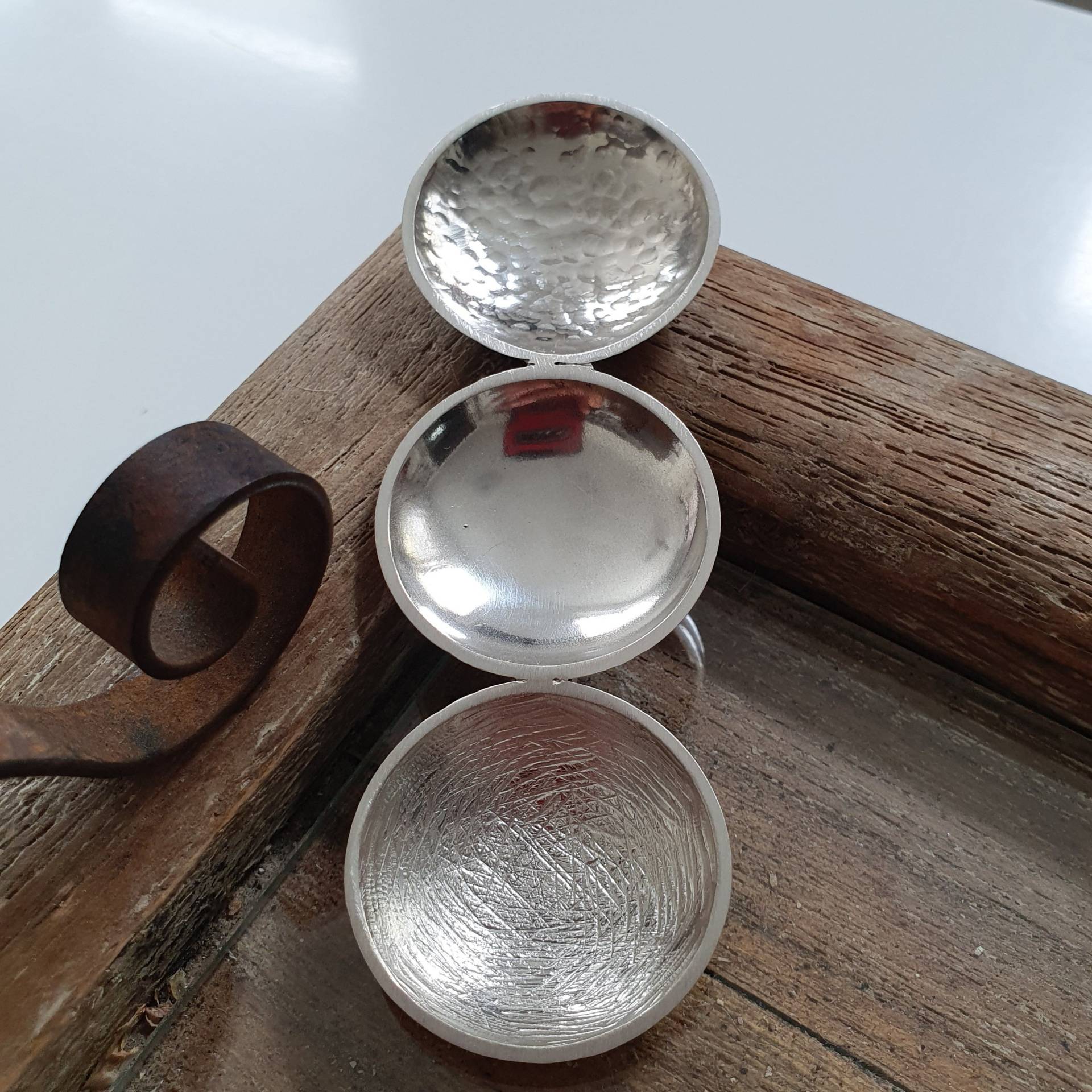 Großer Anhänger, Schalen, Sterling Silber, Unikat, Xl Schmuckstück von AHeinzeGoldschmiedin