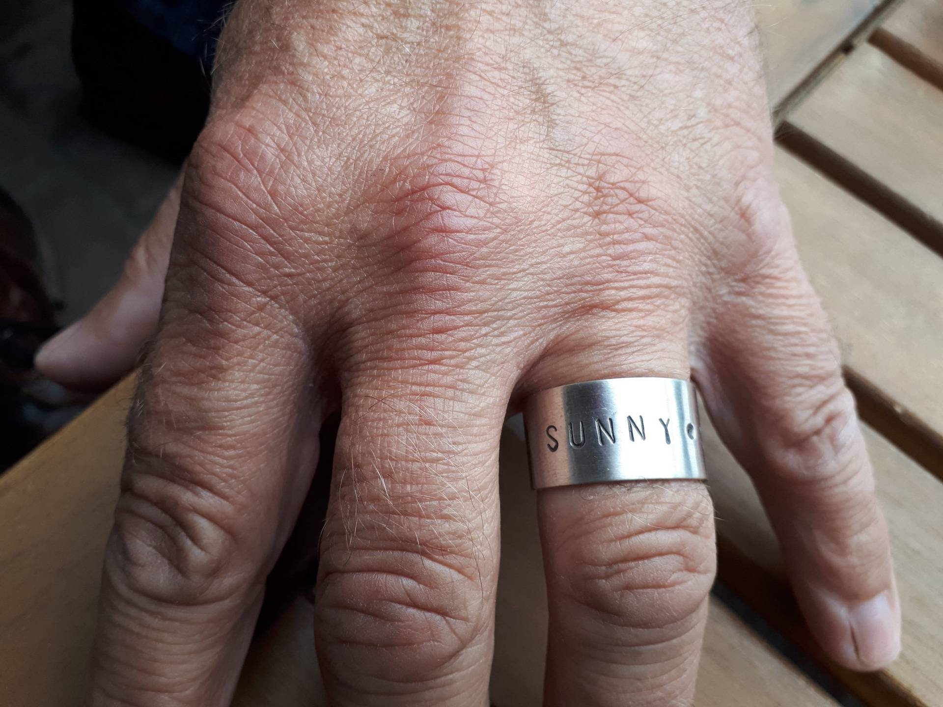 Silberring Nach Wunsch Mit Gestempeltem Wort, Name? , Satz? , Breit, Namensring, Wortring, 925/00, Silber, Handgearbeitet von AHeinzeGoldschmiedin