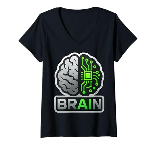Damen KI-Gehirn, Ingenieur für künstliche Intelligenz, Spezialist, Programmierer T-Shirt mit V-Ausschnitt Damen KI-Gehirn, Ingenieur für künstliche Intelligenz, Spezialist, Programmierer T-Shirt mit V-Ausschnitt von AI Brain Artificial Intelligence Engineer Products