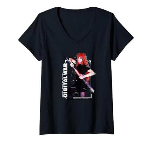Damen Digital Warrior Cyberfrau Future Resistance T-Shirt mit V-Ausschnitt von AI Future Visions Collective