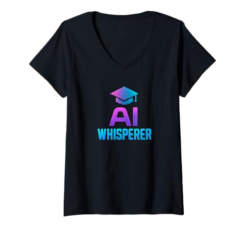 Damen AI Whisperer Lustiger Abschluss-Meme-Humor T-Shirt mit V-Ausschnitt von AI Humor Gifts