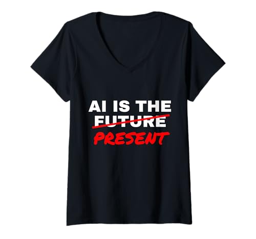 Damen KI is The Future Strikethrough Present Engineer Specialist T-Shirt mit V-Ausschnitt Damen KI is The Future Strikethrough Present Engineer Specialist T-Shirt mit V-Ausschnitt von AI Is The Future Strikethrough Present Products