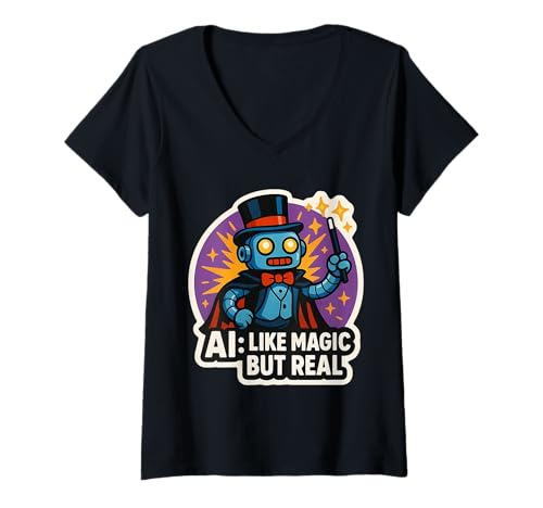 Damen KI wie Magie, Aber echter Witz über künstliche Intelligenz T-Shirt mit V-Ausschnitt Damen KI wie Magie, Aber echter Witz über künstliche Intelligenz T-Shirt mit V-Ausschnitt von AI Like Magic But Real Engineer Products