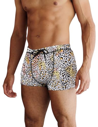 AI'MAGE Badehose Herren Kurz Badeshorts mit Tunnelzug Schwimmhose, Pat11-leopard L von AI'MAGE