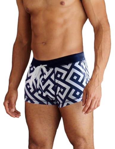 AI'MAGE Badehose Herren Kurz Badeshorts mit Tunnelzug Schwimmhose, Pat2-navy Schlüssel XXL von AI'MAGE