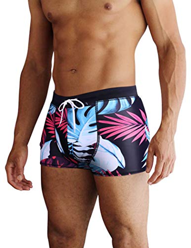 AI'MAGE Badehose Herren Kurz Badeshorts mit Tunnelzug Schwimmhose, Pat5-tropische Blätter M von AI'MAGE