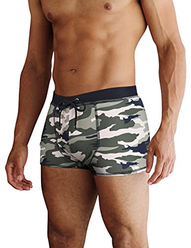 AI'MAGE Badehose Herren Kurz Badeshorts mit Tunnelzug Schwimmhose, Pat8-tarnmuster Armeegün XL von AI'MAGE