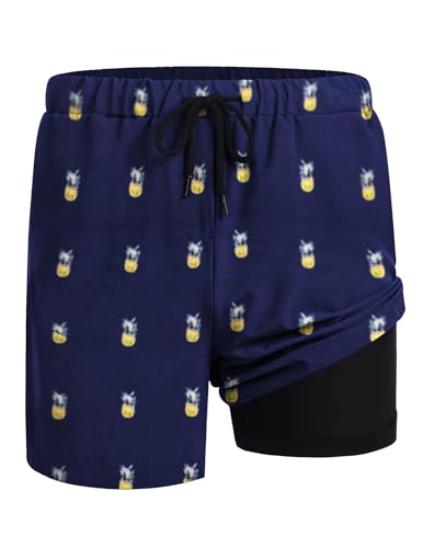 AI'MAGE Badeshorts Herren Badehose Tunnelzug Schwimmhose Männer Boardshorts mit Tunnelzug, Ananas M von AI'MAGE