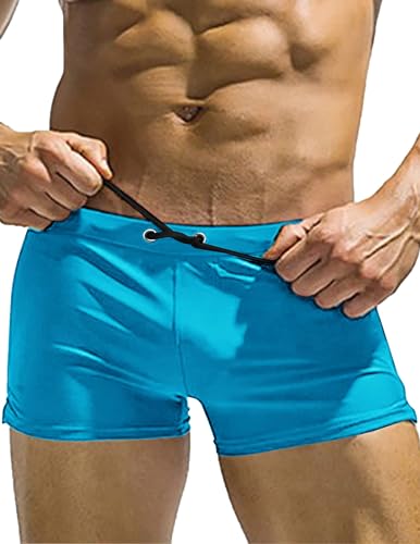 AI'MAGE Badehose Sport Herren Kurz Jungen Schwimmhose Badeshorts Beachshorts Resistent Männer Men's Swimming Trunks, Blau, S von AI'MAGE