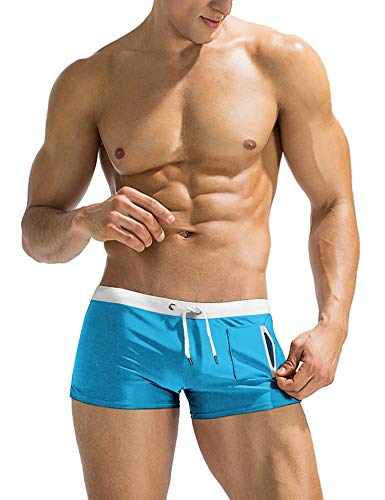 AI'MAGE Badehose für Herren Wettkampf Schwimmhose kurz eng Jungen Training Swimwear Badebekleidung Junge Kastenbadehose Männer Swim Trunks Badepants Sport, Blau, XL von AI'MAGE