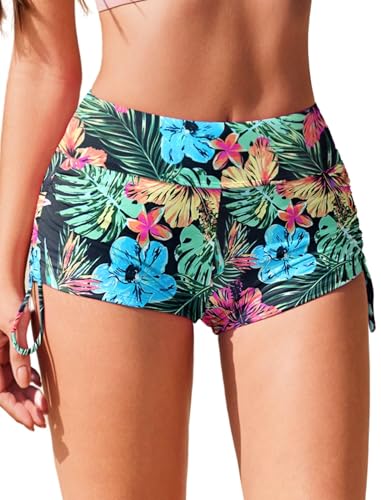 AI'MAGE Badeshorts Damen Blumen Druck - Badehose Damen - Schwimmshorts Frauen - UV Schutz Schwimmhose Kurze Locker Boardshorts für Strand Surf Beach XXL von AI'MAGE