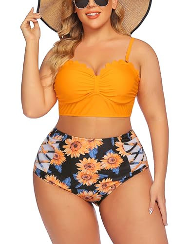 AI'MAGE Bikini Damen Bauchweg Badeanzug High Waist Push Up Bikinis für Damen Bademode Bauchkontrolle Bikini Zweiteilige Bademode Swimsuit von AI'MAGE