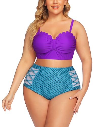 AI'MAGE Bikini Damen Bauchweg Badeanzug High Waist Push Up Bikinis für Damen Bademode Bauchkontrolle Bikini Zweiteilige Bademode Swimsuit von AI'MAGE