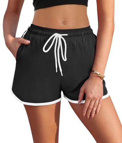 AI'MAGE Damen Badeshorts Kurze Badehose Shorts Strand Wassersport Boardshorts Schnell Trocknendes Schwimmhose Schwimmshorts Schwarz S von AI'MAGE