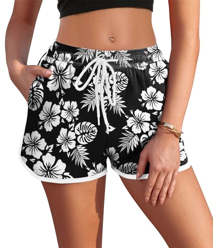 AI'MAGE Damen Badeshorts Sommer Kurze Badehose Schnell Trocknendes Strand Schwimmshorts Wassersport Bademode Shorts Yogahose Fitnesshose mit Taschen XXL von AI'MAGE