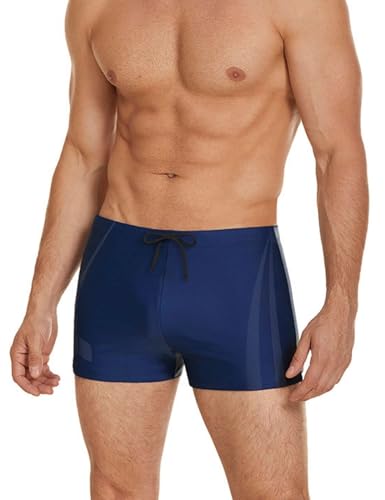 AI'MAGE Herren Badehose athletisch schnelltrocknender Badeshorts für Männer, Navyblau L von AI'MAGE